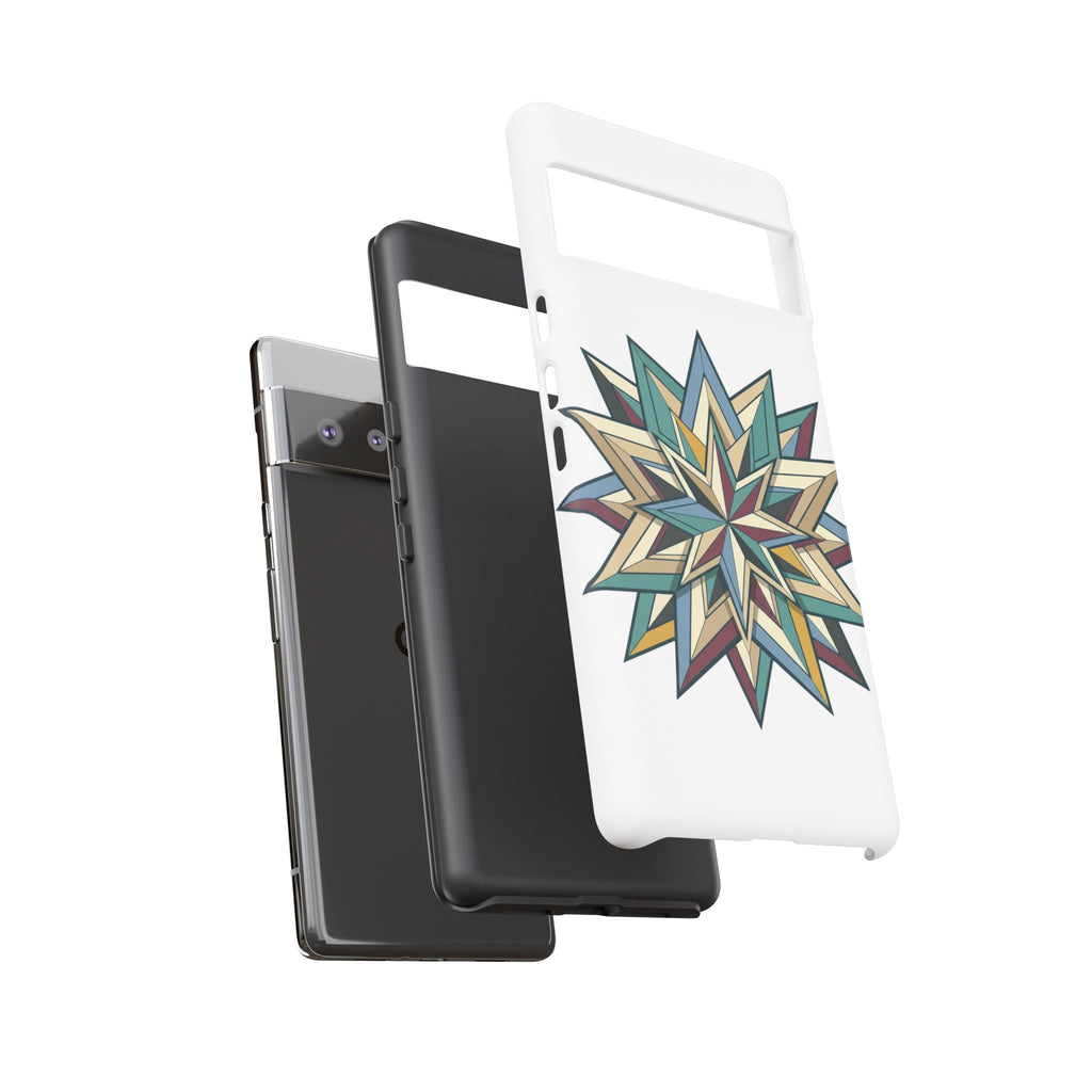 Geometric Star Phone Case — Teal & Earthtone Mandala Design