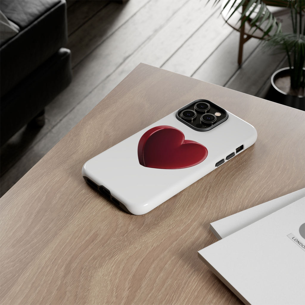 Heart Tough Phone Case - Red 3D Heart Protective Phone Case