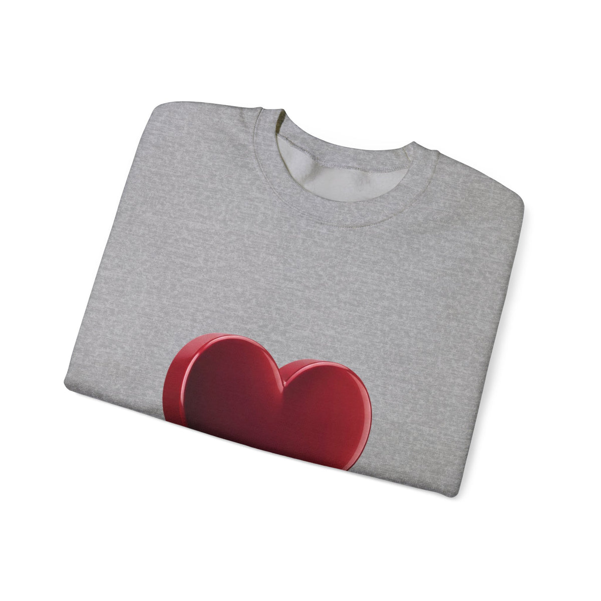 Heart Graphic Sweatshirt — Minimal 3D Red Heart Crewneck for Valentine’s & Everyday Wear