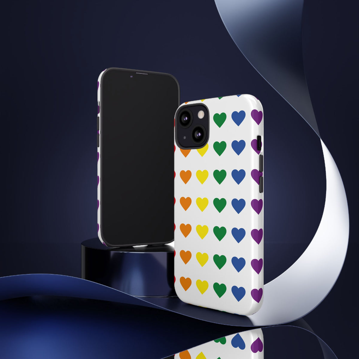 Rainbow Heart Tough Phone Case — Pride Pattern Protective Cover