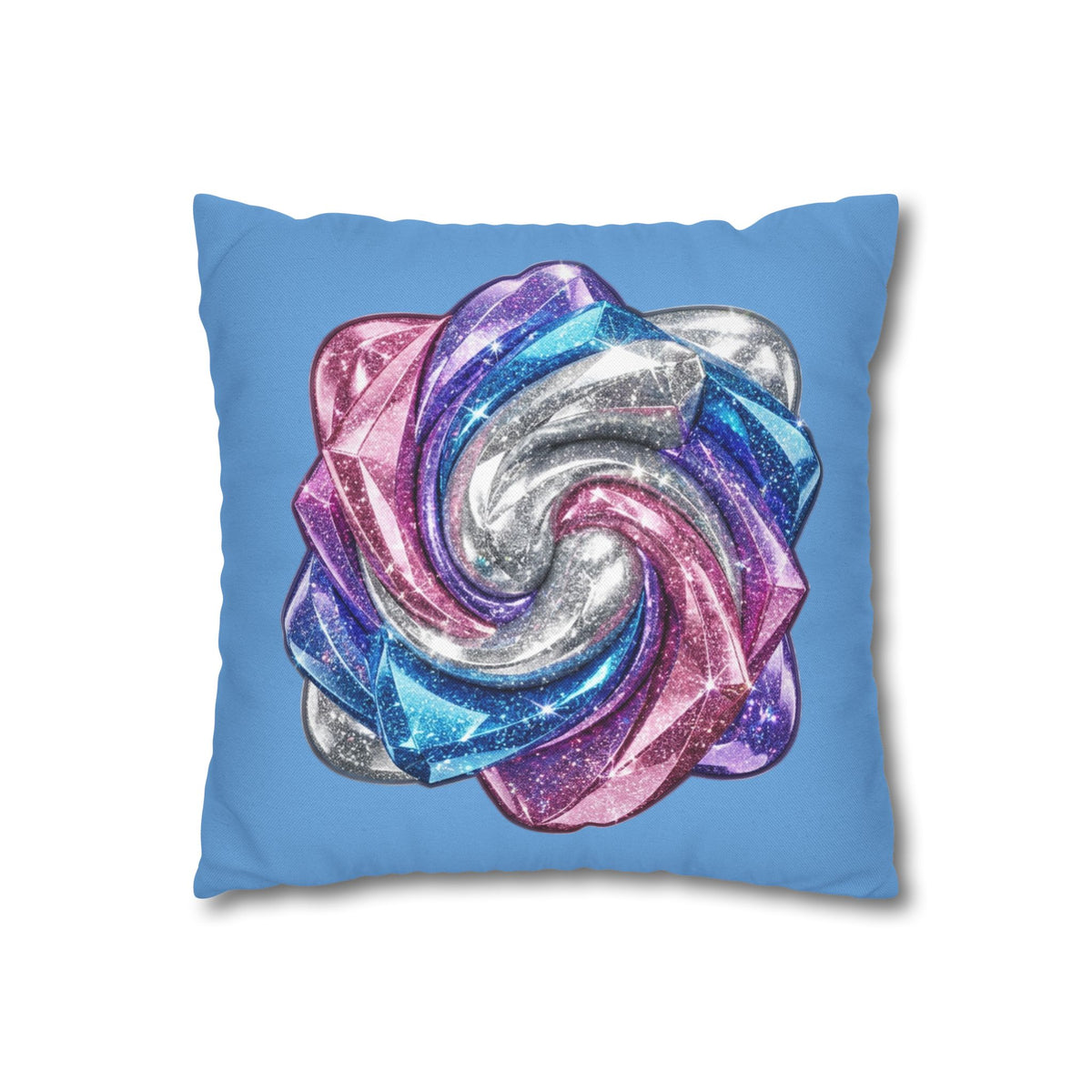 3D Glitter Design Light Blue Spun Polyester Square Pillowcase