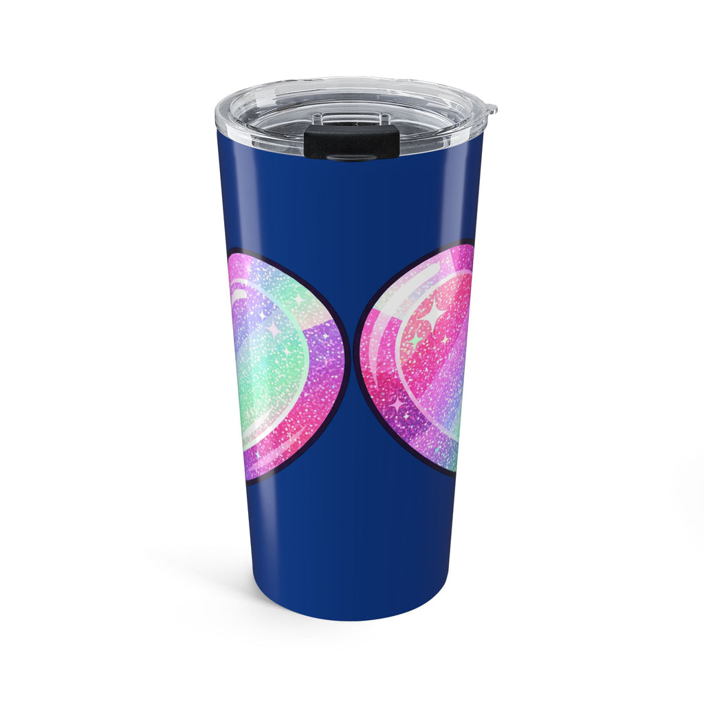Pastel Glitter Heart Tumbler 20oz- Navy