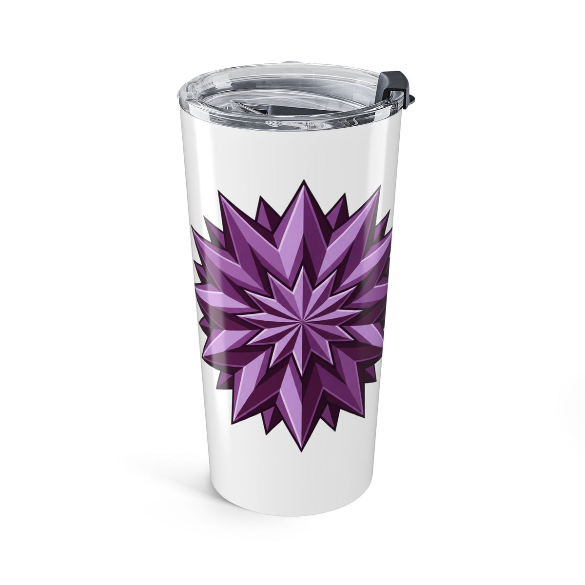 20oz Purple Starburst Tumbler — Insulated Travel Cup-White
