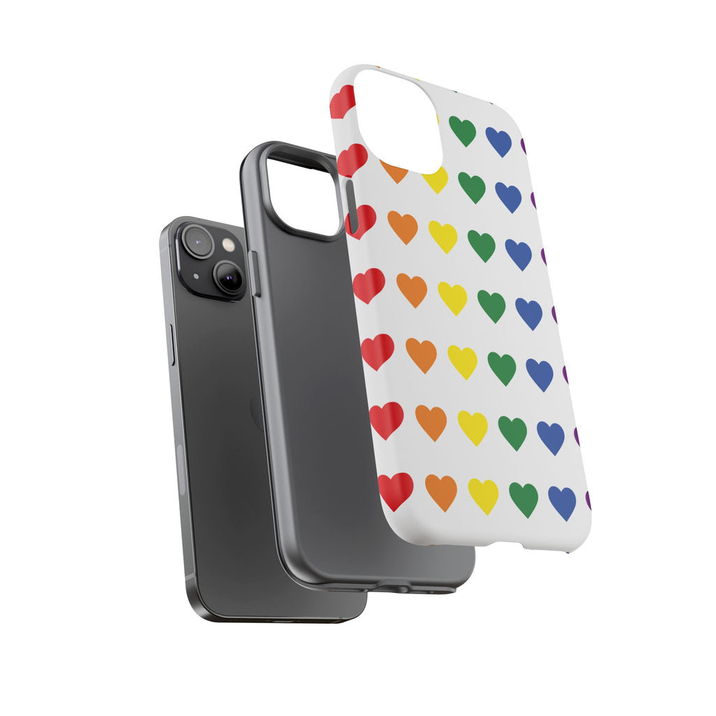 Rainbow Heart Tough Phone Case — Pride Pattern Protective Cover