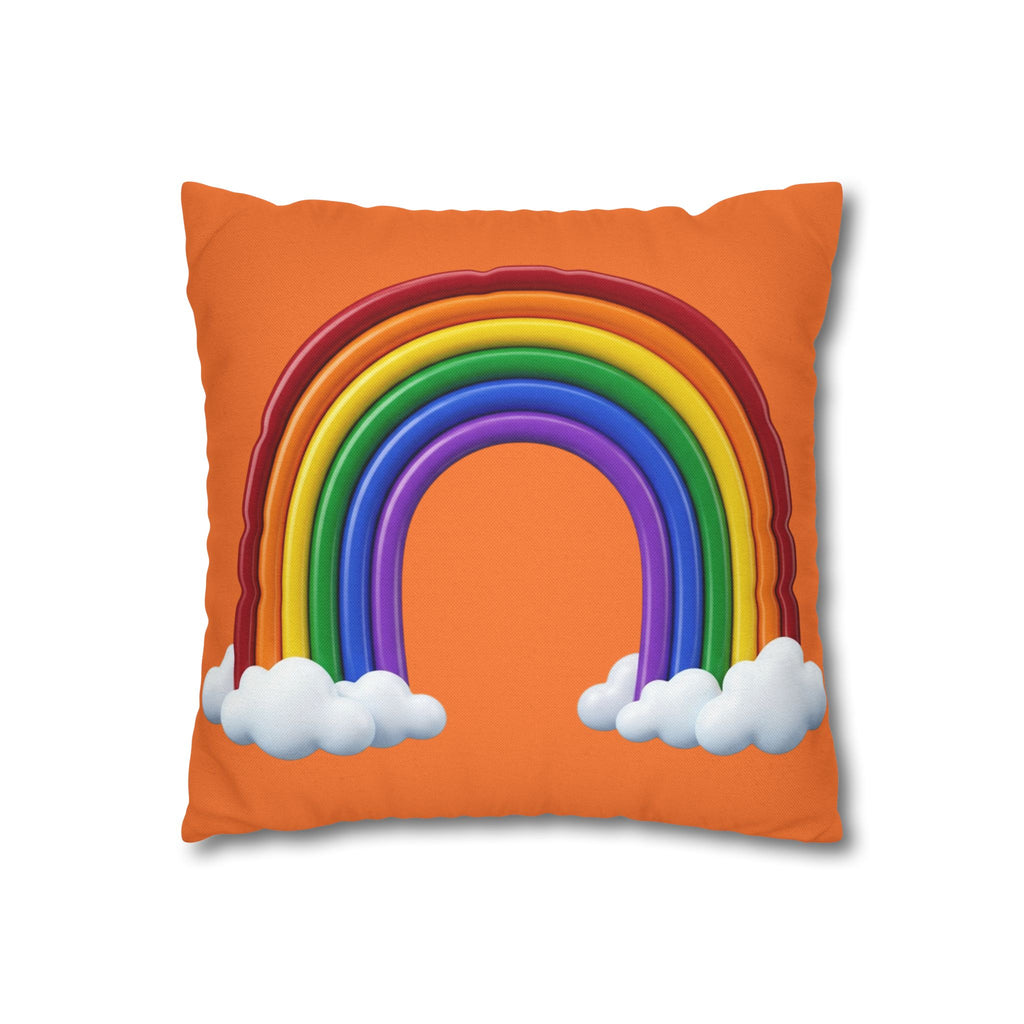 Rainbow Orange Spun Polyester Square Pillowcase