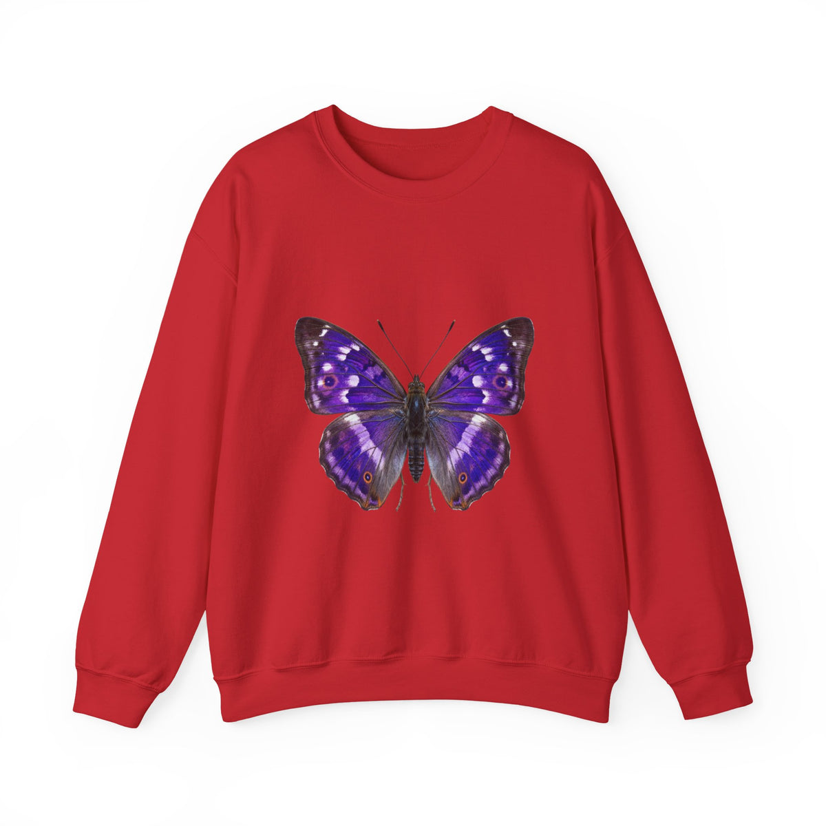 Purple Butterfly Crewneck Sweatshirt — Vibrant Nature Graphic Pullover