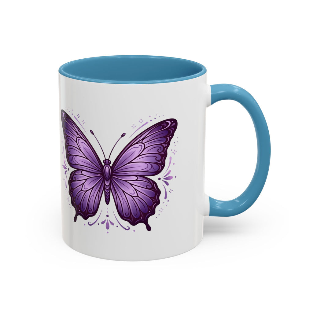 Purple Butterfly Accent Coffee Mug — 11oz & 15oz Decorative Tea Cup