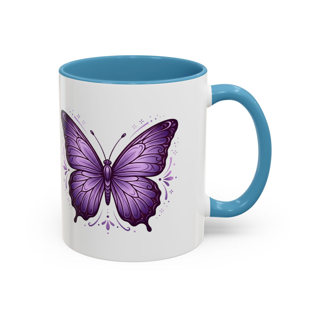 Purple Butterfly Accent Coffee Mug — 11oz & 15oz Decorative Tea Cup