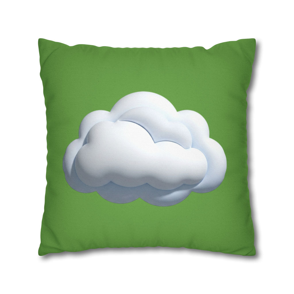 Green Cloud Decorative Pillowcase — Soft White Cloud Accent Cushion Cover