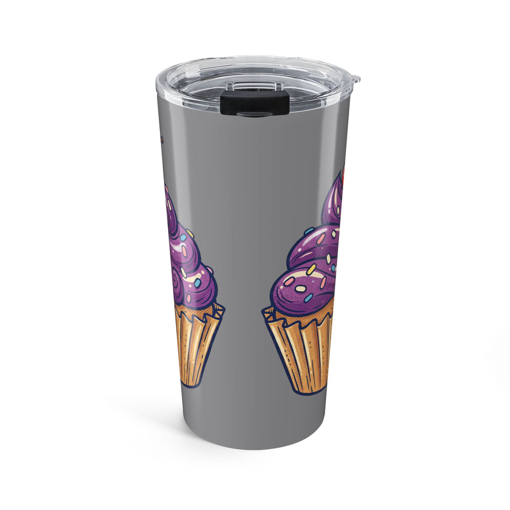 Cupcake Tumbler Grey 20oz – Purple Frosting Insulated Travel Cup
