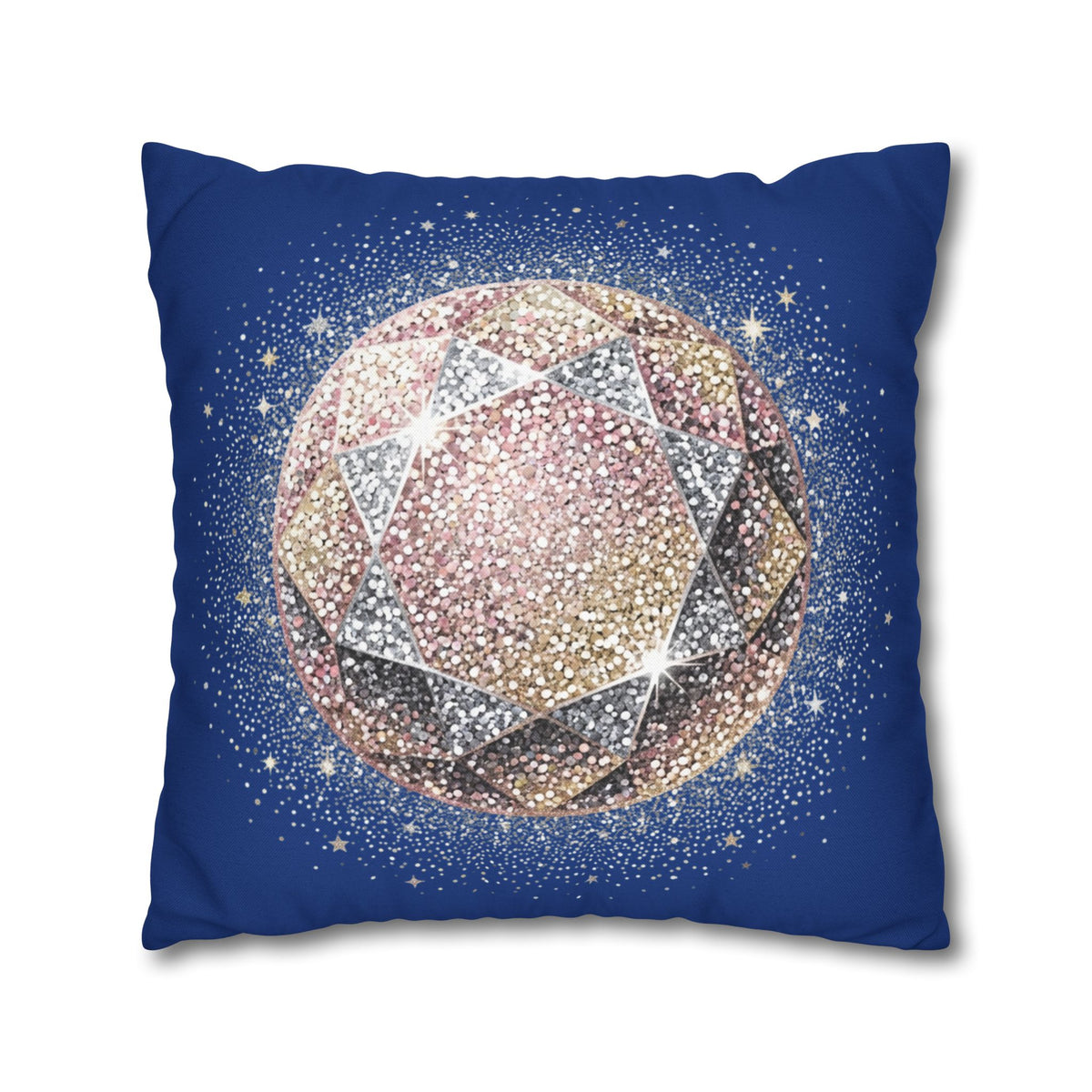 Glittery Navy Spun Polyester Square Pillowcase