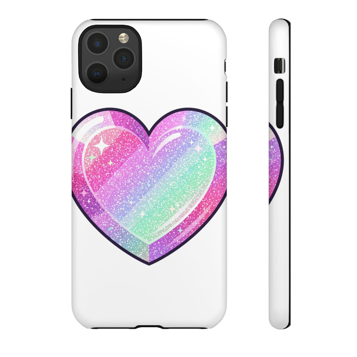 Pastel Glitter Heart Tough Phone Case — Cute Protective Phone Cover