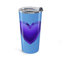 20oz Tumbler with Blue & Purple Heart Design — Cute Travel Cup- Light Blue