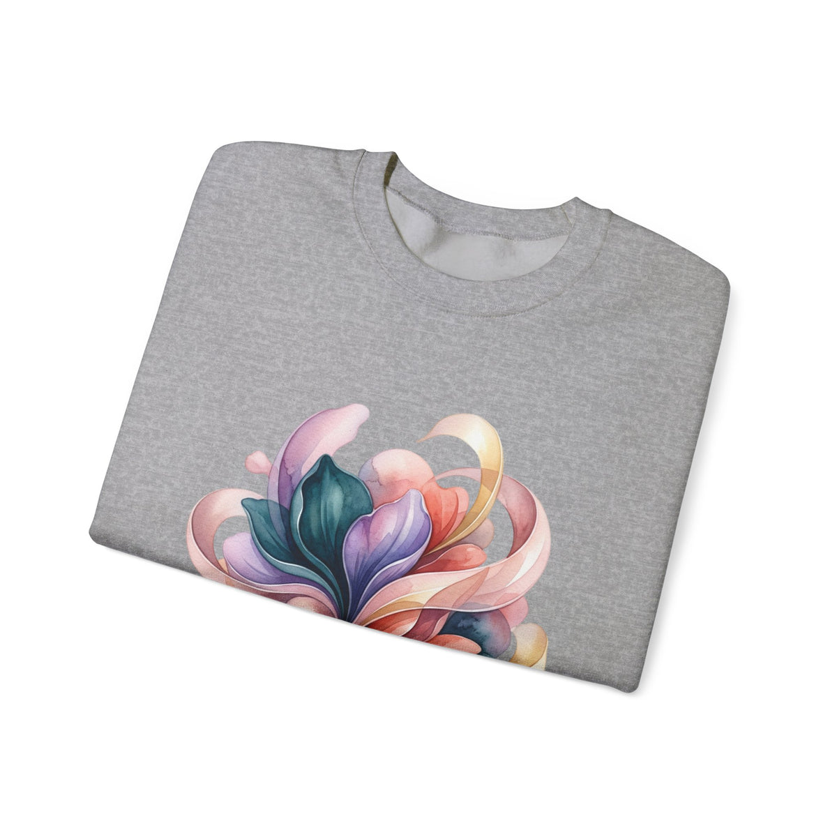Abstract Floral Crewneck Sweatshirt — Pastel Swirl Art Pullover