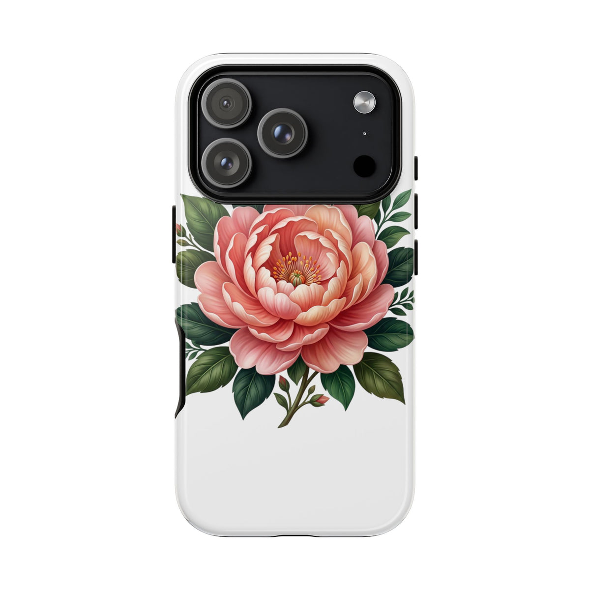 Floral Peony Tough Phone Case — Protective Botanical iPhone Cover