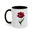 Red Tulip Accent Coffee Mug – Floral 11/15oz Ceramic Mug