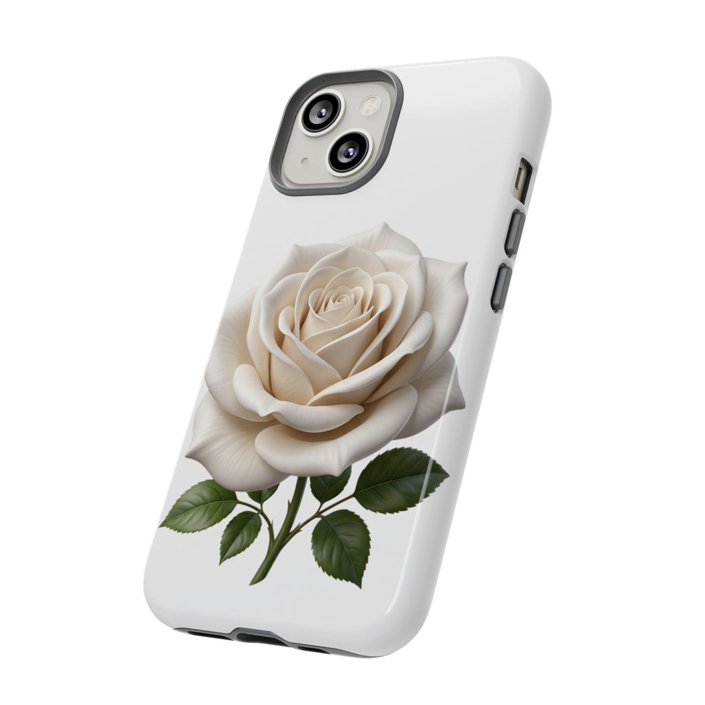 White Rose Tough Phone Case – Elegant Floral Protective Cover