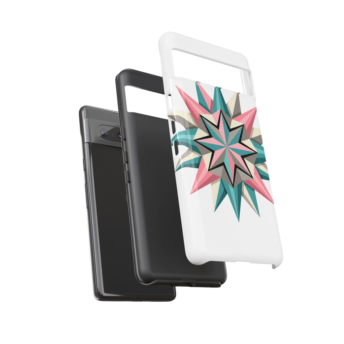 Geometric Star Tough Phone Case – Pink Teal Compass Design