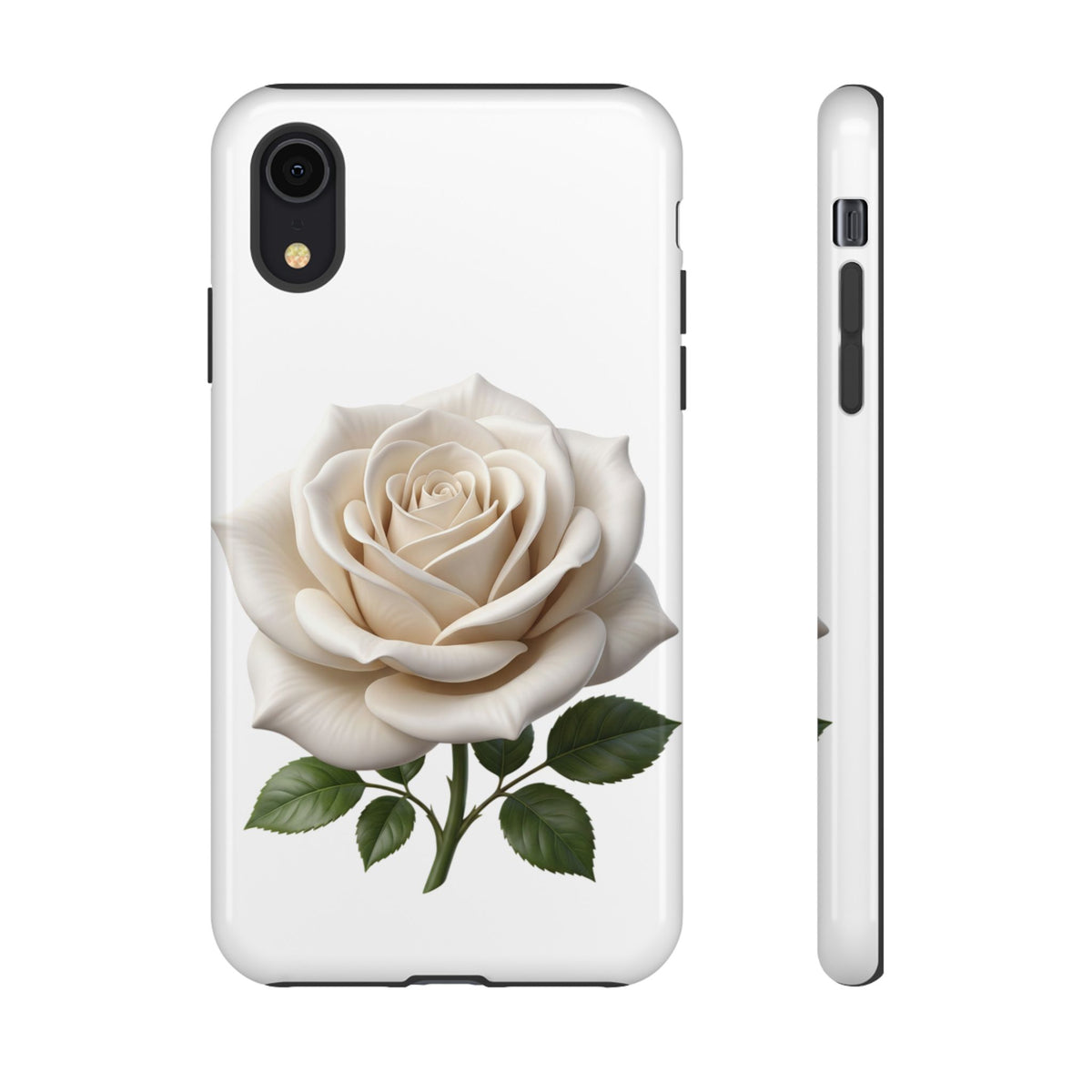 White Rose Tough Phone Case – Elegant Floral Protective Cover