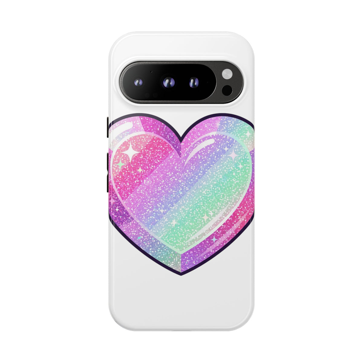 Pastel Glitter Heart Tough Phone Case — Cute Protective Phone Cover