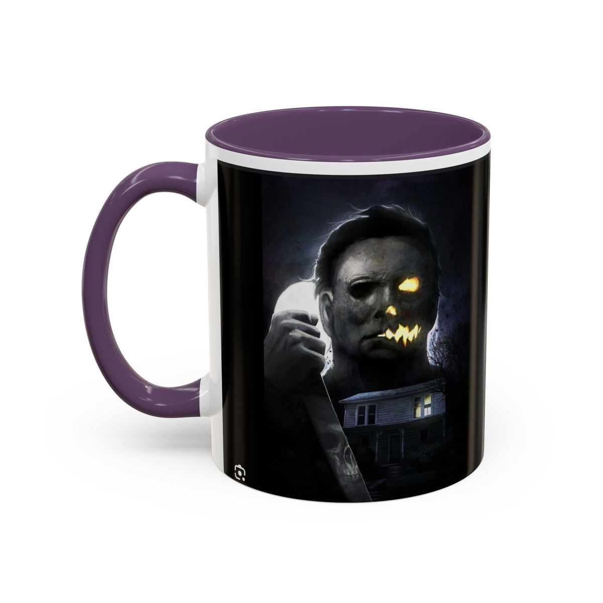 Halloween Michael Myers Accent Coffee Mug — Spooky Horror Movie Jack-O'-Lantern Face (11/15oz)