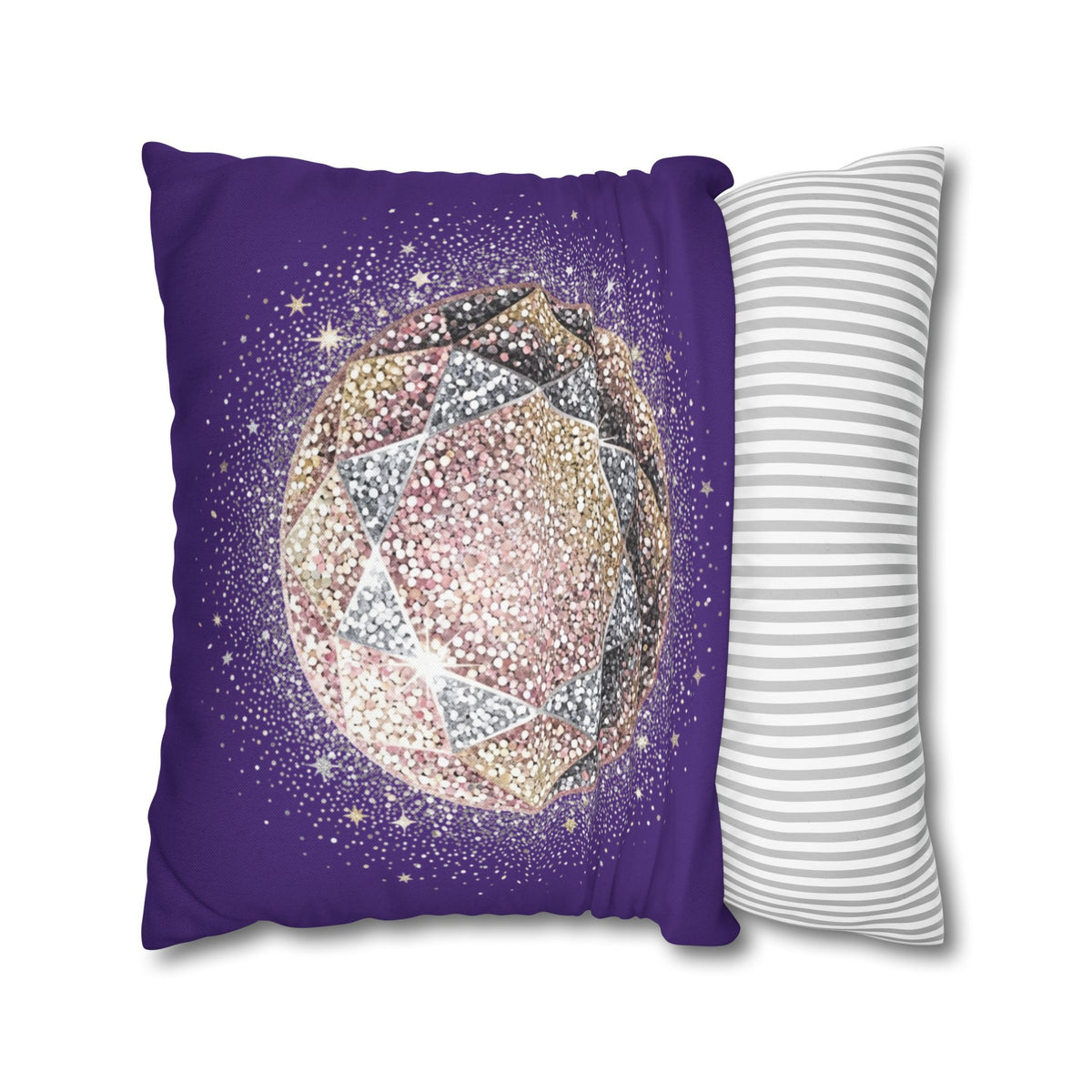 Glittery Dark Purple Spun Polyester Square Pillowcase