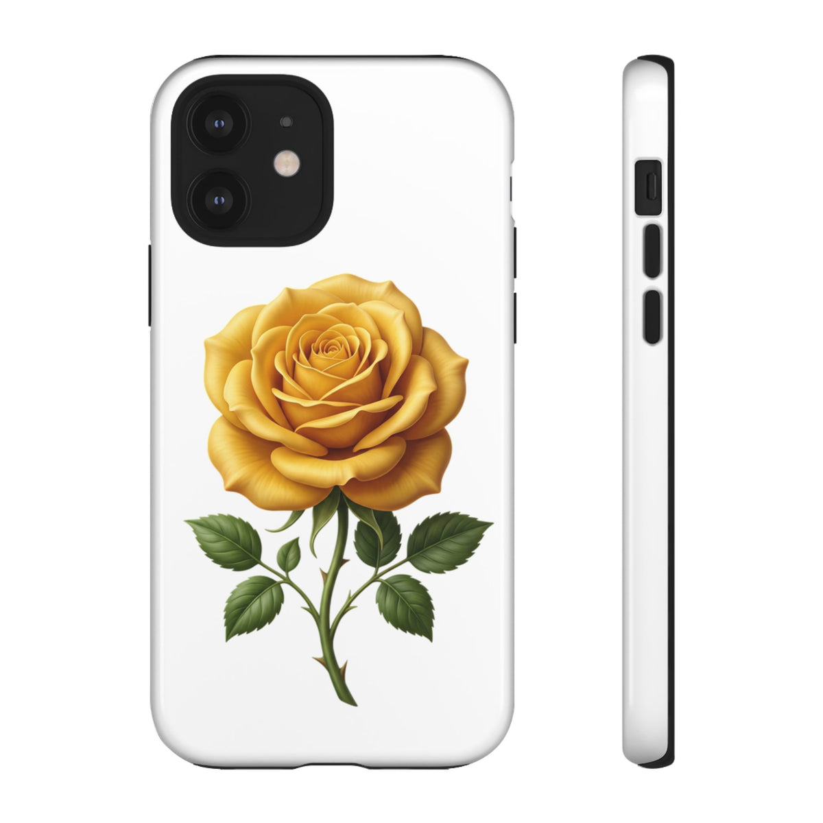 Yellow Rose Phone Case — Vintage Floral Tough Protective Cover