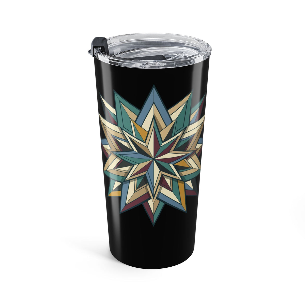 20oz Geometric Star Tumbler — Insulated Stainless Travel Cup- Black