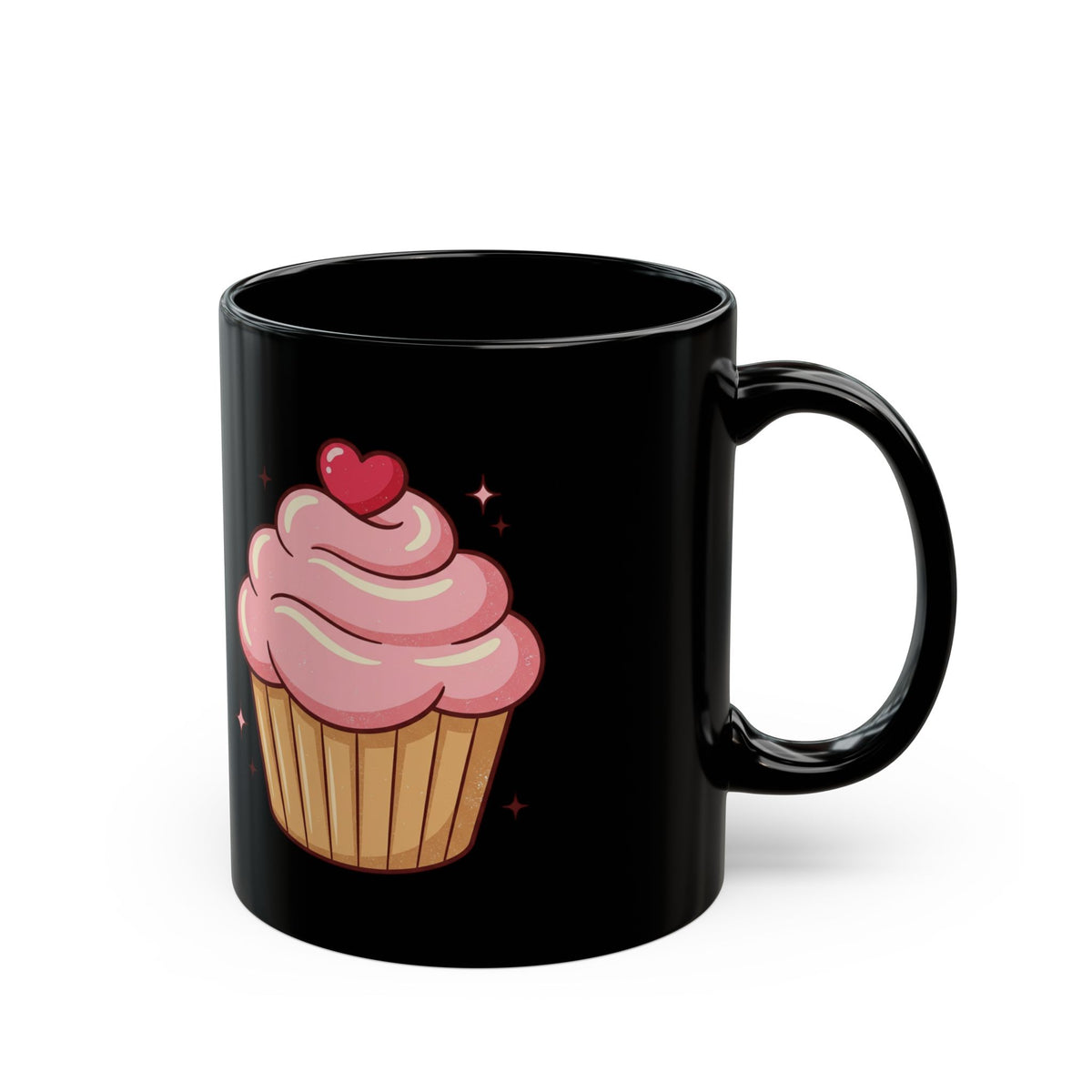 Pink Frosting Cupcake Black Mug (11oz, 15oz)
