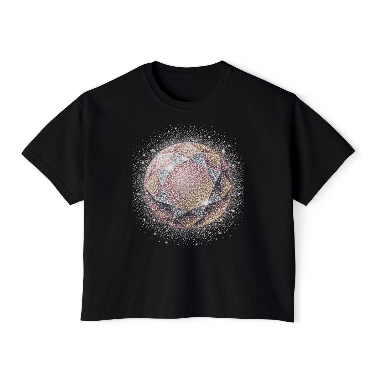Women's Boxy Tee — Watercolor Geode Crystal Graphic