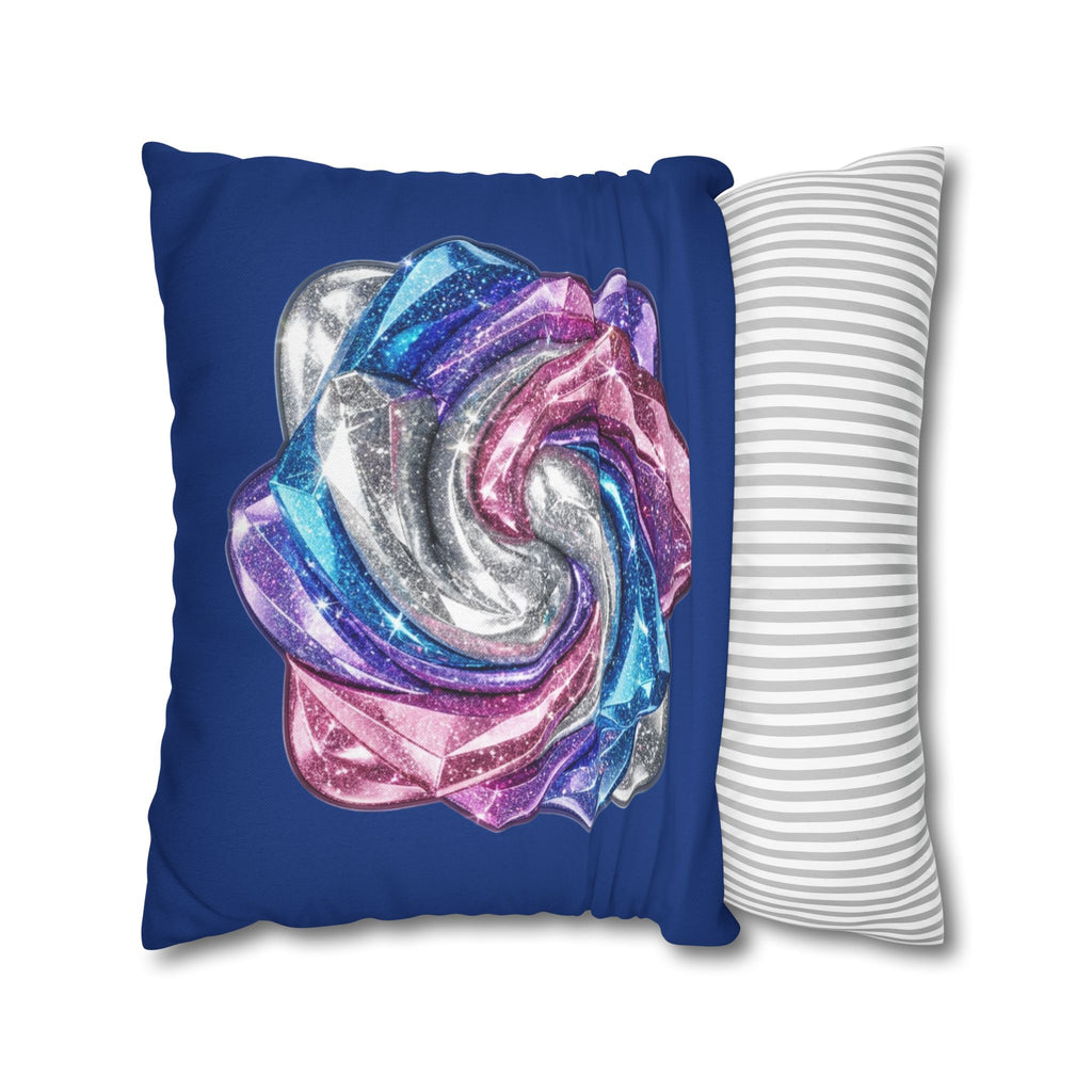 3D Glitter Design Navy Spun Polyester Square Pillowcase