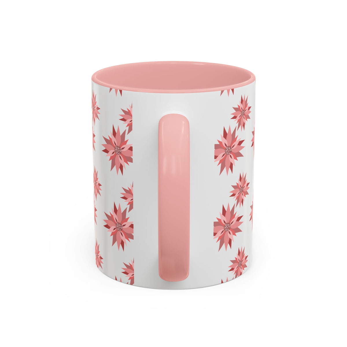 Pink Geometric Floral Accent Coffee Mug — 11/15oz