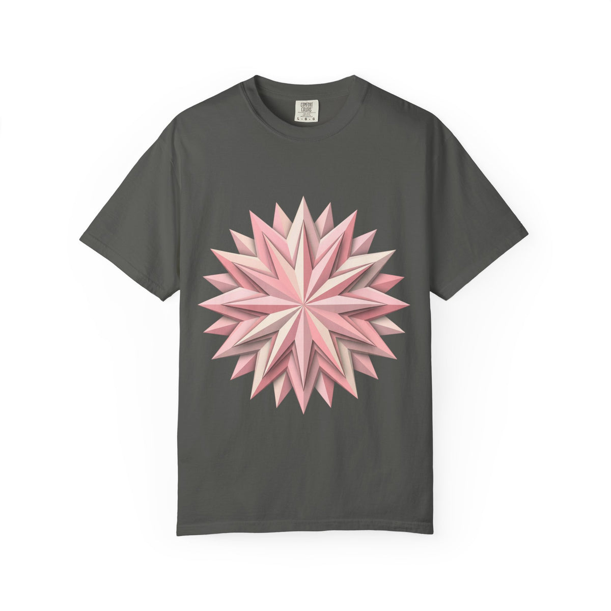 Geometric Rose Star T-Shirt — Pink 3D Origami Floral Tee
