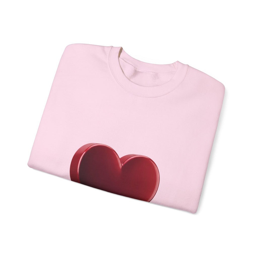 Heart Graphic Sweatshirt — Minimal 3D Red Heart Crewneck for Valentine’s & Everyday Wear