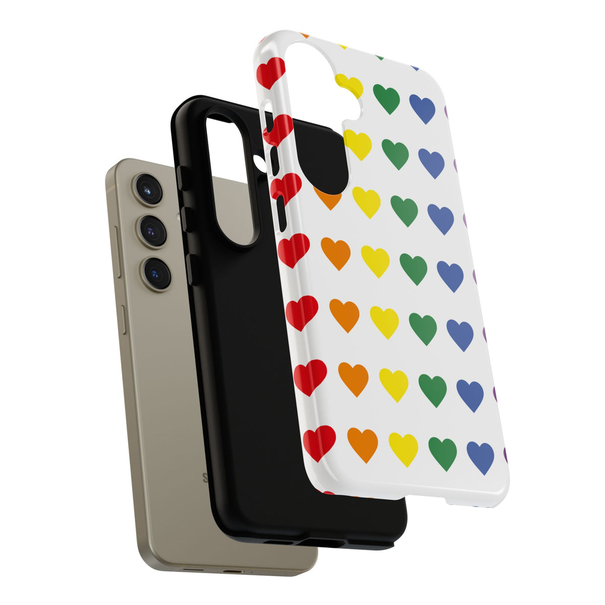Rainbow Heart Tough Phone Case — Pride Pattern Protective Cover