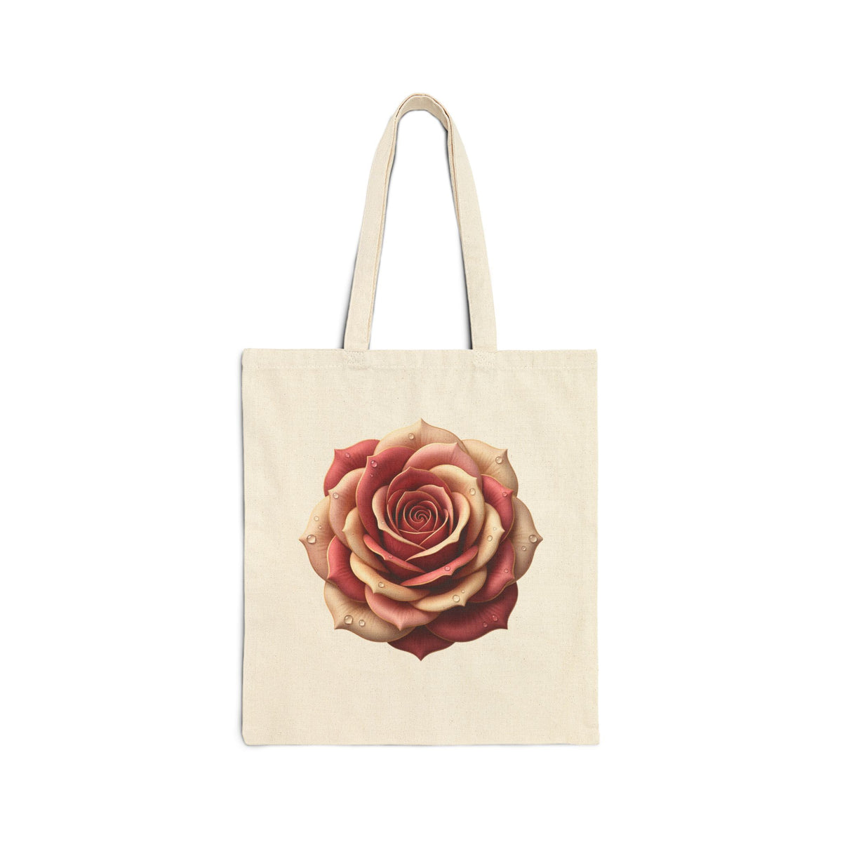 Rose Bloom Canvas Tote Bag — Vintage Pink Floral Cotton Shopper