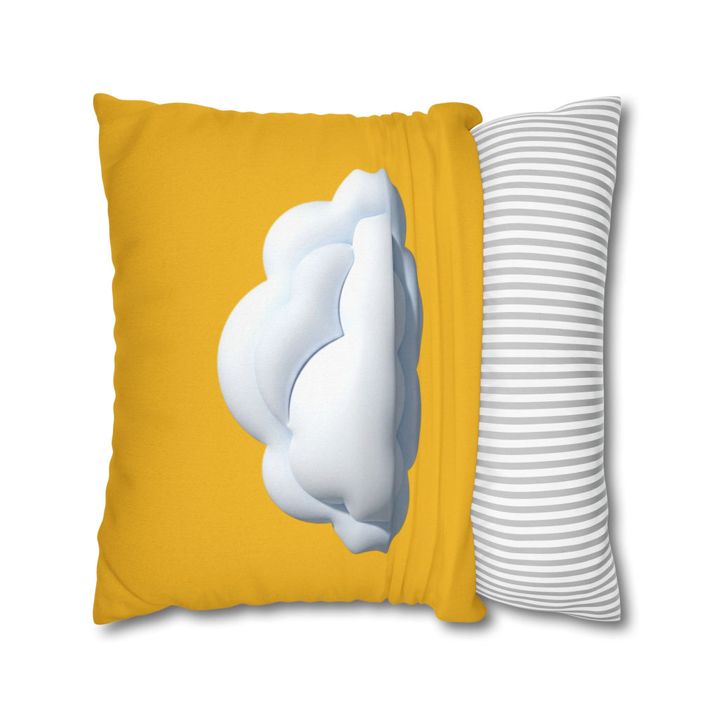 Yellow Cloud Decorative Pillowcase - Cute Fluffy Cloud Accent Cushion Cover