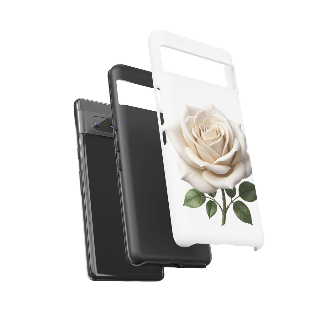 White Rose Tough Phone Case – Elegant Floral Protective Cover
