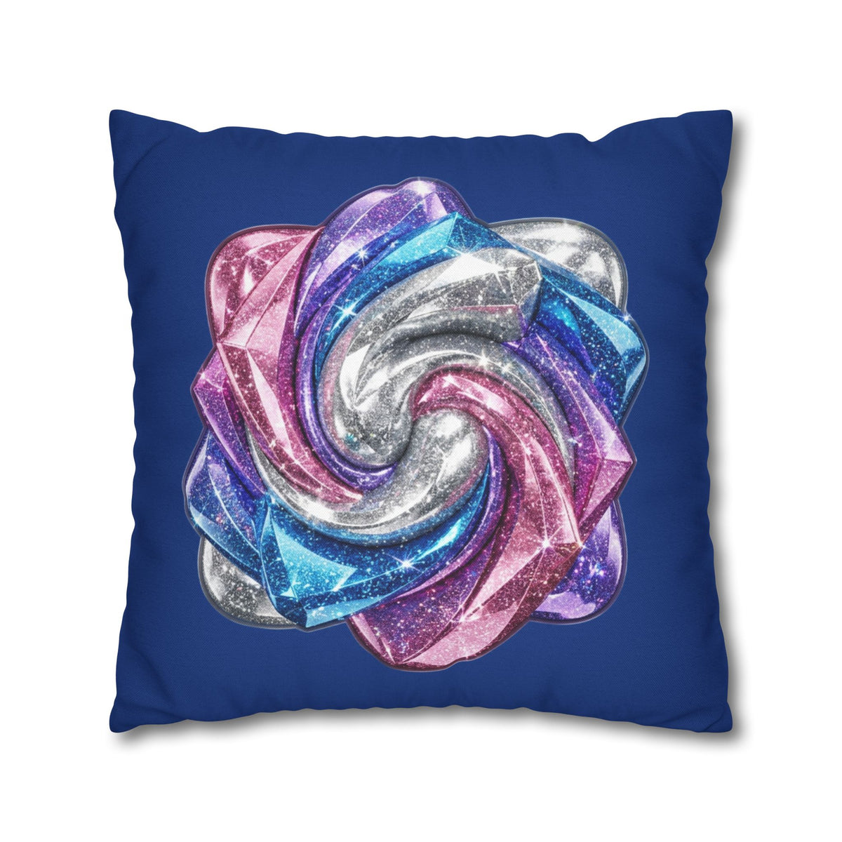 3D Glitter Design Navy Spun Polyester Square Pillowcase