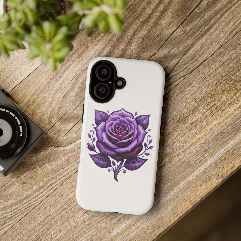 Purple Rose Tough Phone Case — Floral Protective Phone Cover