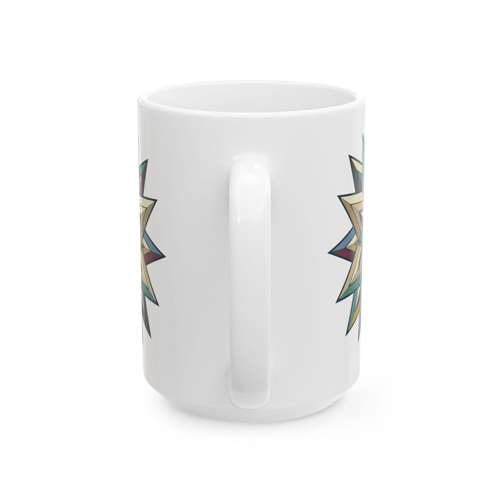 Geometric Starburst Ceramic Mug – Rustic Boho Coffee Cup (11oz & 15oz)