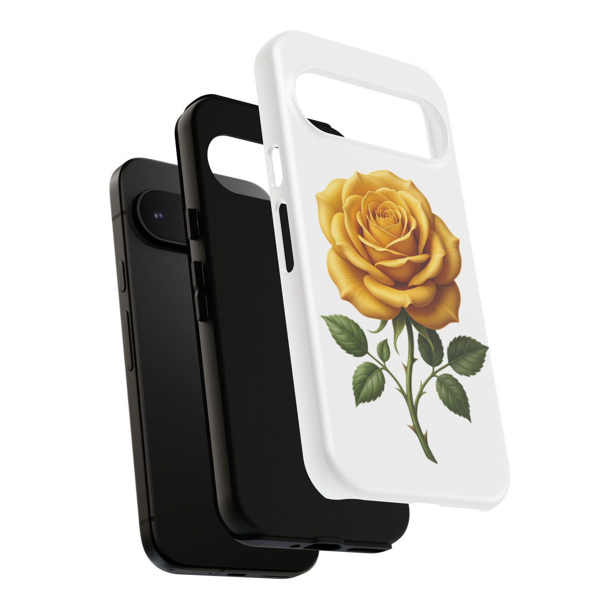 Yellow Rose Phone Case — Vintage Floral Tough Protective Cover