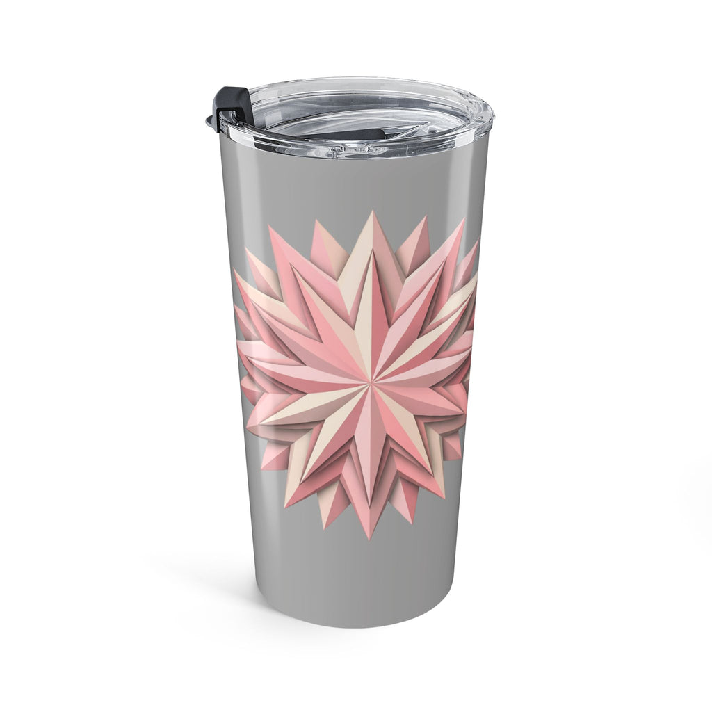 20oz Floral Starburst Tumbler – Pink Geometric Flower Travel Cup- Light Grey