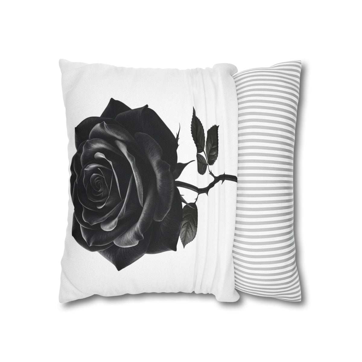 Black Rose Spun Polyester Square Pillowcase