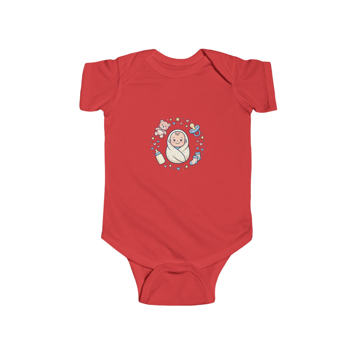 Baby Bodysuit — Cute Swaddled Baby Floral Circle Infant Onesie