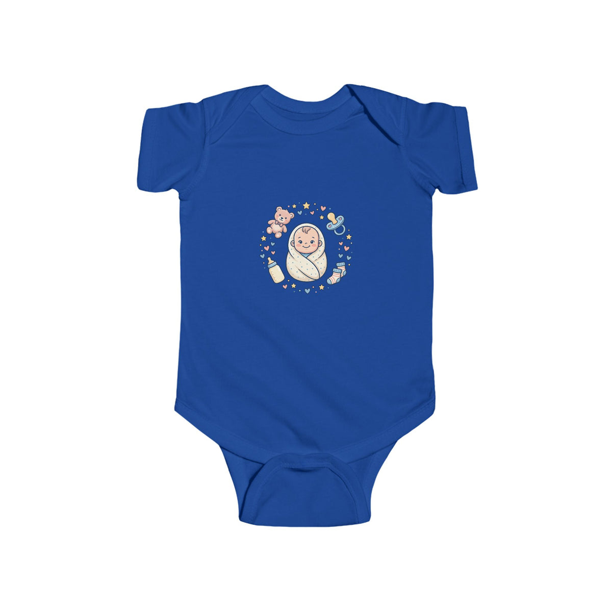 Baby Bodysuit — Cute Swaddled Baby Floral Circle Infant Onesie