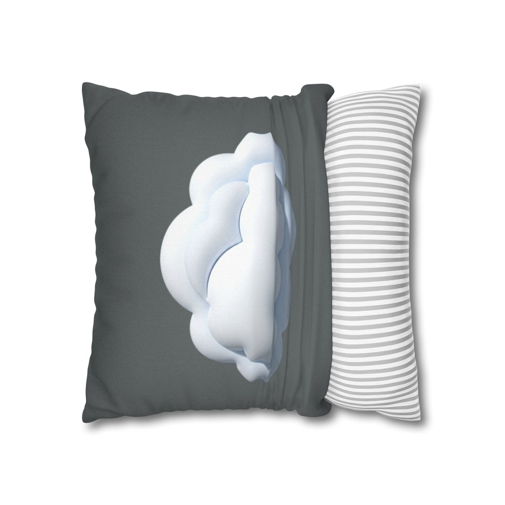 Cloud Graphic Dark Grey Pillowcase — Whimsical Grey Decorative Throw Pillow Cover