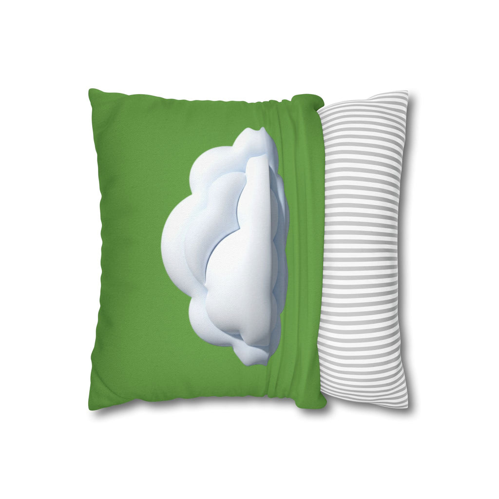 Green Cloud Decorative Pillowcase — Soft White Cloud Accent Cushion Cover