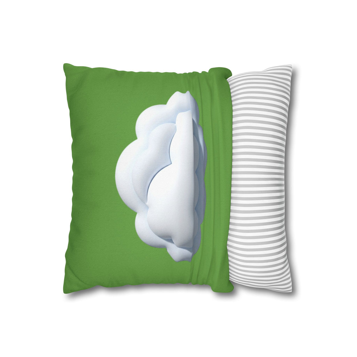 Green Cloud Decorative Pillowcase — Soft White Cloud Accent Cushion Cover