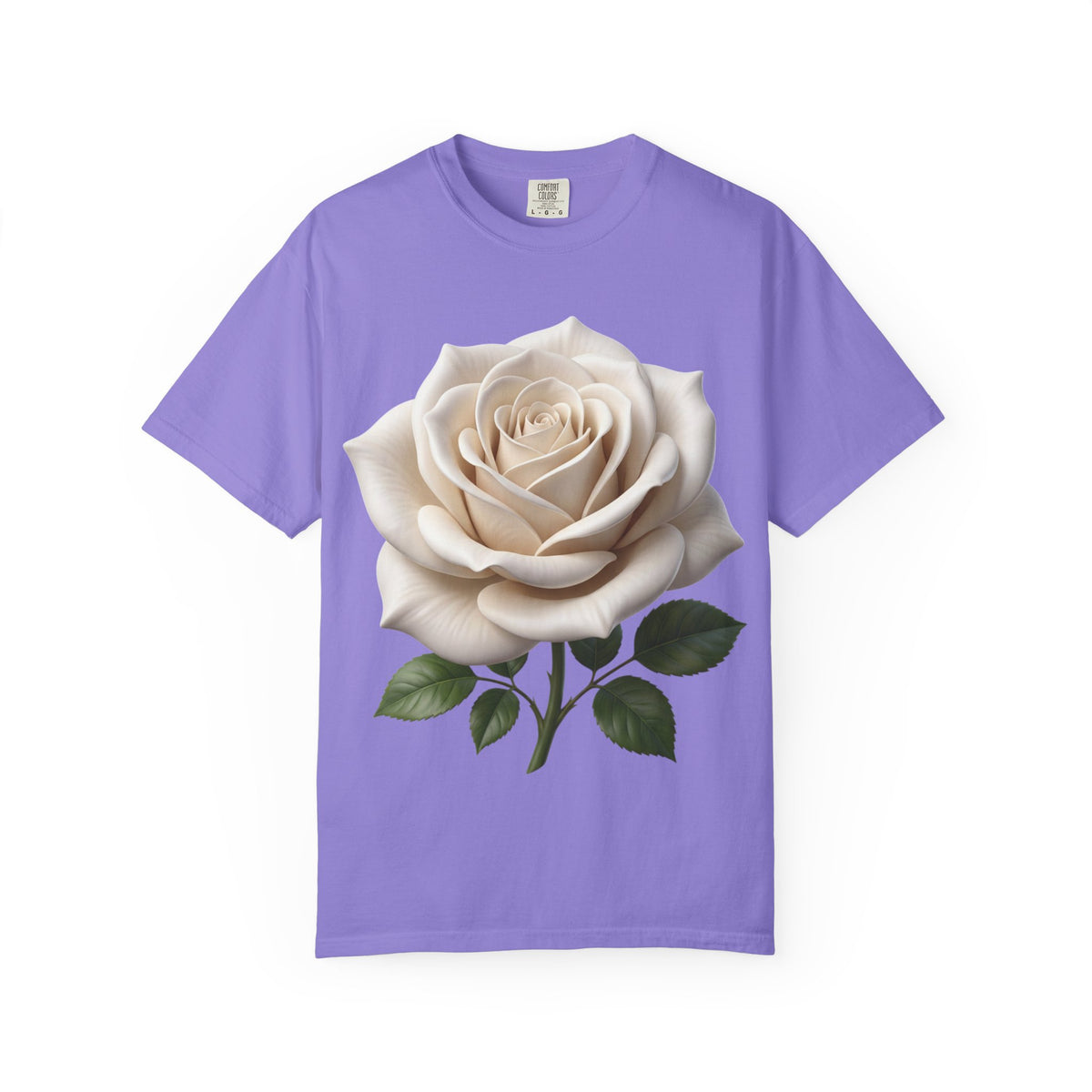 White Rose T-Shirt — Realistic Vintage Floral Tee